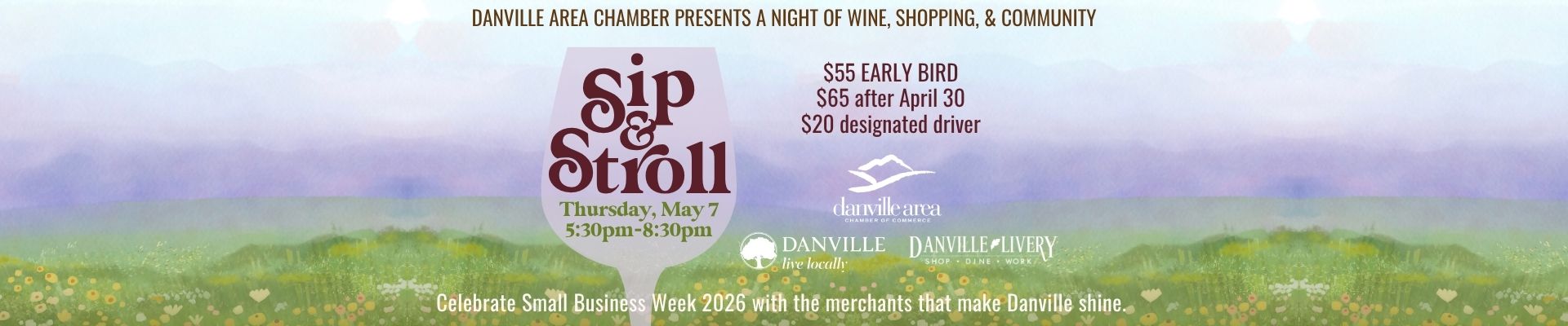 Sip & Stroll 2026 Thin Banner